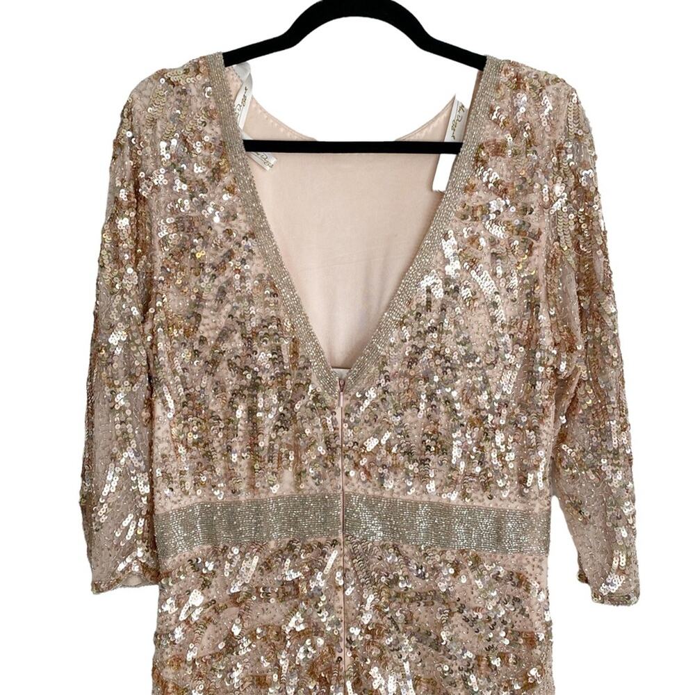 MAC DUGGAL Vintage Blush Rose Gold Sequined Evening Formal Gown - Picture 9 of 16